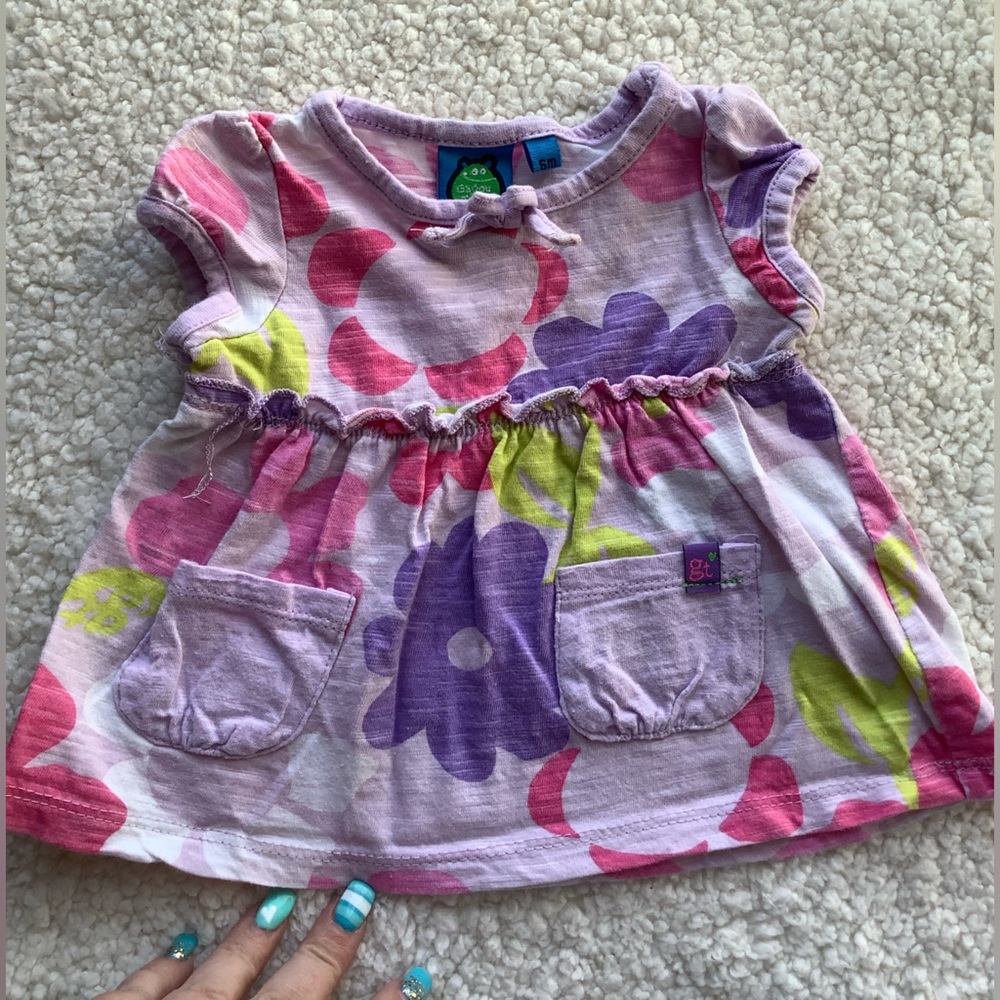 Gagou Tagou Flower Short Sleeve Tee 6M 6 Months